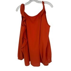 Chico's Orange Cold Shoulder Long Ruffled Sleeves Blouse Sz 2 (12/Large)